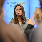 Vänsterpartiets partiledare Nooshi Dadgostar.