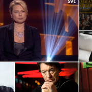 Helena Bergström på galan/Mikael Nyqvist, Johannes Brost, Hans Alfredson, Rikard Wolff och Gösta Ekman.