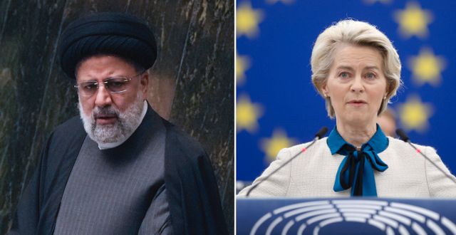 Irans president Ebrahim Raisi och EU-kommmissionens ordförande Ursula von der Leyen. TT.