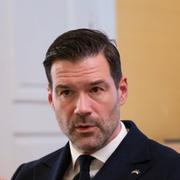 Johan Forssell, Sveriges bistånds- och utrikeshandelsminister intervjuas på UD. Arkivbild. 