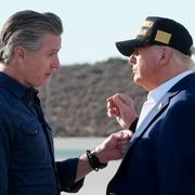 Kaliforniens guvernör Gavin Newsom och president Donald Trump. 