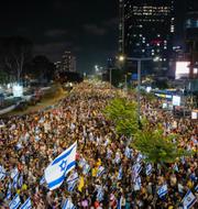 Protester mot Netanyahu i Tel Aviv, 7 september. 