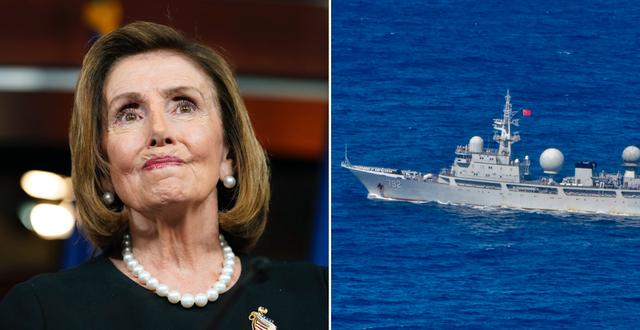 Nancy Pelosi/Kinesiskt krigsfartyg. AP