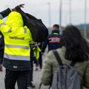 Arkivbild. Anställda går av sitt skift vid Northvolts fabrik i Skellefteå.