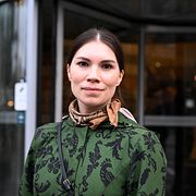 Annika Hirvonen (MP)  i samband med valvakan.