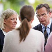 Statsminister Ulf Kristersson (M) och Socialdemokraternas partiledare Magdalena Andersson. Arkivbild.