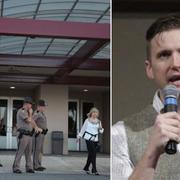 Poliser utanför universitetet. Richard Spencer.