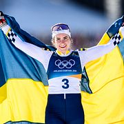 Ebba Andersson efter målgång.