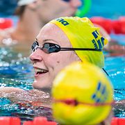 Sarah Sjöström under träning i samband med sim-EM i Paris.