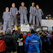 Demonstranter i Bukarest, 3 februari.