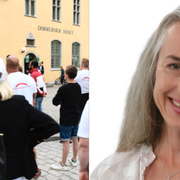 Gustav Kasselstrand talar på Alternativ för Sveriges vid ett torgmöte under Almedalen förra året/Bild på SD-politikern Heléne Nydén. Arkivbilder.