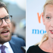 Jimmi Åkesson (SD) har ifrågasatt varför Migrationsverket släppte sin asylprognos på en söndag. Sofia Arkelsten (M). 