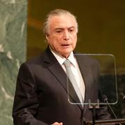 Michel Temer, Brasiliens president, talar i FN. Arkivbild. 