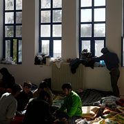 Migranter i ett flyktingläger i Grekland. Arkivbild.
