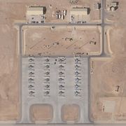 Satellitbild över flygbasen Muwaffaq Salti i Jordanien, 21 februari 2026.  