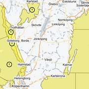 Blåsigt på västkusten/Varningskartan.