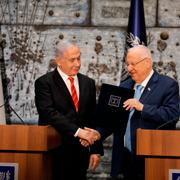 Israels president Reuven Rivlin och Benjamin Netanyahu.