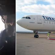 Bild från det säte som sprängdes under lyftning. Arkivbild på Turkish Airlines-plan i Somalia.