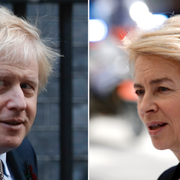 Storbritanniens premiärminister Boris Johnson och EU-kommissionens tillträdande ordförande Ursula von der Leyen. 