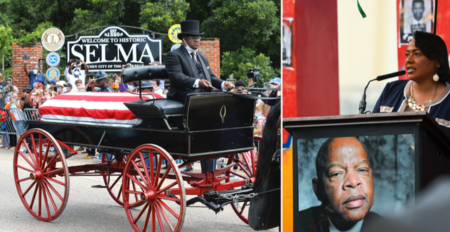 John Lewis hyllas i Selma, Alabama.  TT