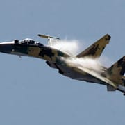 Stridsflyg i modellen Sukhoi Su-35. Misha Japaridze / Ap