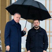 Turkiets president Recep Tayyip Erdogan och ukrainas President Volodymyr Zelenskyj. 