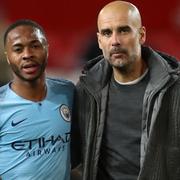 Raheem Sterling och Pep Guardiola.