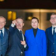 Ulf Kristersson och Mette Frederiksen i mitten under det nordisk-baltiska statsministermötet på Harpsund utanför Stockholm i November förra året. 