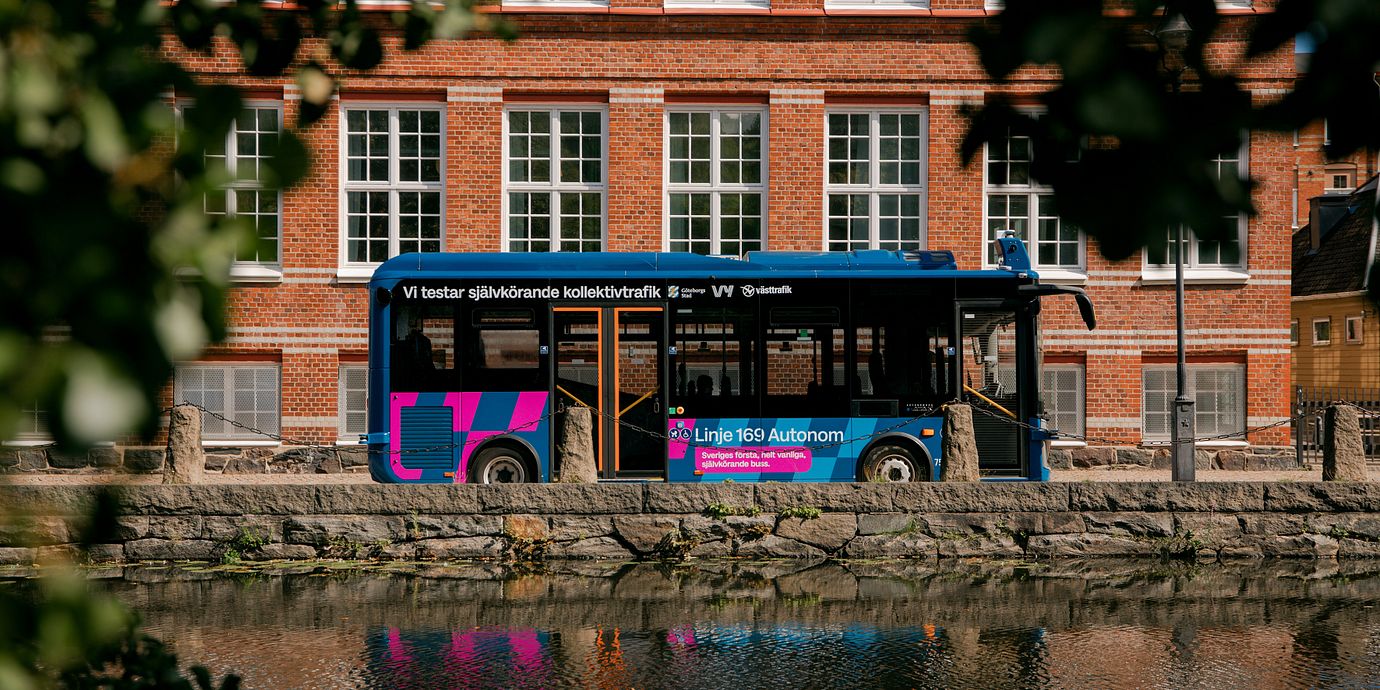 Pressbild från Västtrafik av den självkörande bussen i Göteborg.
