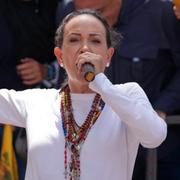 Oppositionsledaren Maria Corina Machado talar i Caracas 3 augusti.