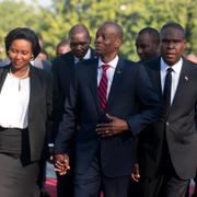 Haitis president Jovenel Moise med hustrun Martine Moise och Haitis premiärminister Jean-Henry Ceant.