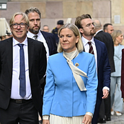 Elisabeth Thand Ringqvist (C), Magdalena Andersson (S) och Ulf Kristersson (M) i Storkyrkan i Stockholm.