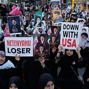 Demonstration mot Israel och USA i Lahore, Pakistan.