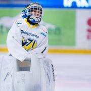 Stefan Livs son Herman Liv blev matchens knatte inf ör ishockeymatchen i SHL mellan HV71 och Djurg ården.