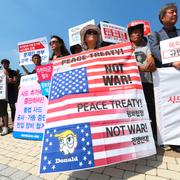 Protester i Sydkorea mot Nordkoreas provsprängningar.