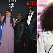 Kevin Richardson, Korey Wise, Anthony McCray och Yuesf Salaam tillsammans med regissören Ava DuVernay på premiären av When They See Us/Oprah Winfrey, arkivbild.