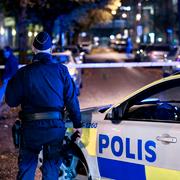 Polisen på platsen för explosionen