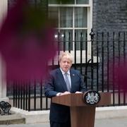 Boris Johnson meddelade sin avgång utanför 10 Downing Street.