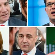 Stefan Löfven, Jimmie Åkesson, Annie Lööf, Fredrik Reinfeldt och Åsa Romson.