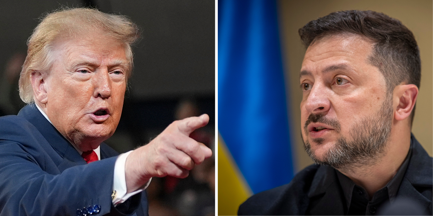 USA:s president Donald Trump och Ukrainas president Volodymyr Zelenskyj.