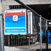 Den ryska vallabussen under skidskytte-VM i Antholz.