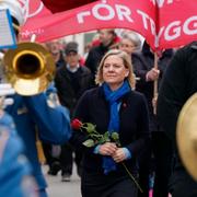 Finansminister Magdalena Andersson på första maj i Landskrona tidigare i år.