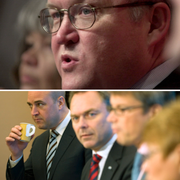 Vladimir Putin 2000, Göran Persson och Alliansen 2006: Fredrik Reinfeldt, Jan Björklund, Göran Hägglund och Maud Olofsson/Arkivbilder