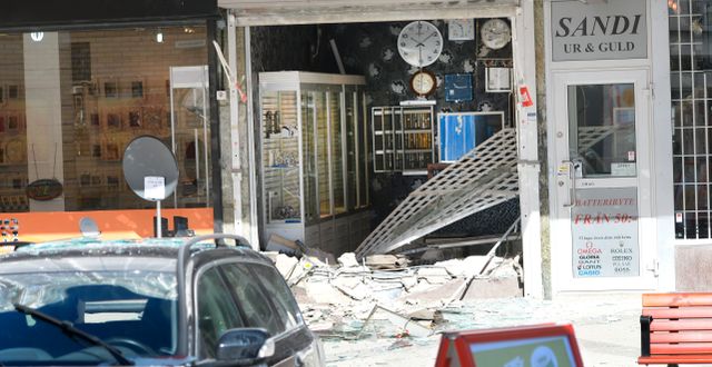En guldbutik i Jakobsbergs centrum, som utsattes för ett så kallat smash and grab rån i april.  ANDERS WIKLUND / TT / TT NYHETSBYRÅN