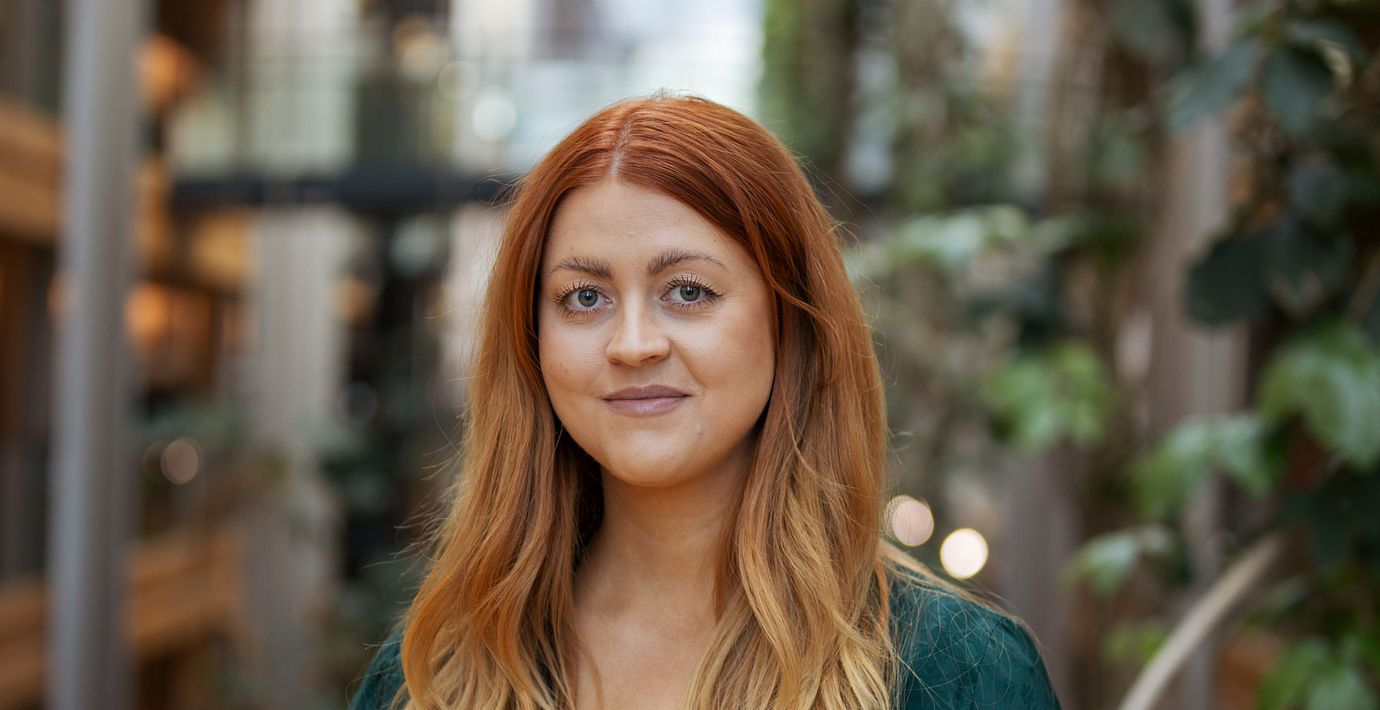 Sofie Eriksson (S) i EU-parlamentets byggnad i Strasbourg.