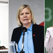 Nyamko Sabuni (L), Magdalena Andersson (S) och Annie Lööf (C). 