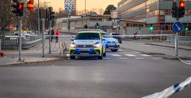 Polisen vid förra veckans skjutning.  Ulrika Raumer/TT