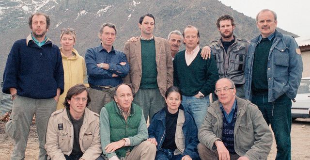 Don McCullin (mitten) med fotografkollegor efter en resa genom Irak. Burhan Ozbilici / Ap