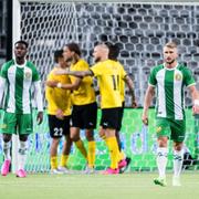 Hammarbys Simon Strand deppar efter 1-1. 