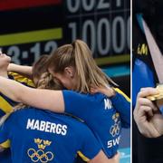 Lag Hasselborg jublar/Sara McManus biter i guldmedaljen.